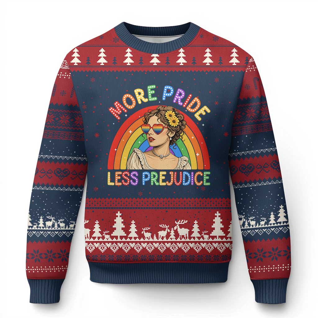 More Pride Less Prejudice Ugly Christmas Sweater Pride Month LGBTQ Gay Lesbian
