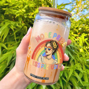 More Pride Less Prejudice Glass Can Pride Month LGBTQ Gay Lesbian