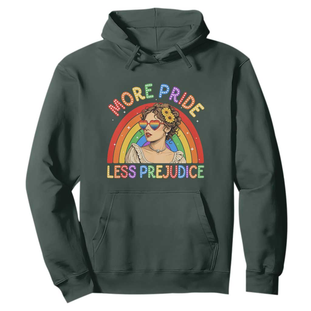 More Pride Less Prejudice Hoodie Pride Month LGBTQ Gay Lesbian TS14 Dark Forest Green Print Your Wear