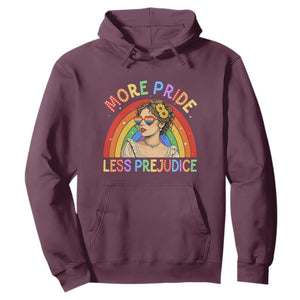 More Pride Less Prejudice Hoodie Pride Month LGBTQ Gay Lesbian TS14 Maroon Print Your Wear