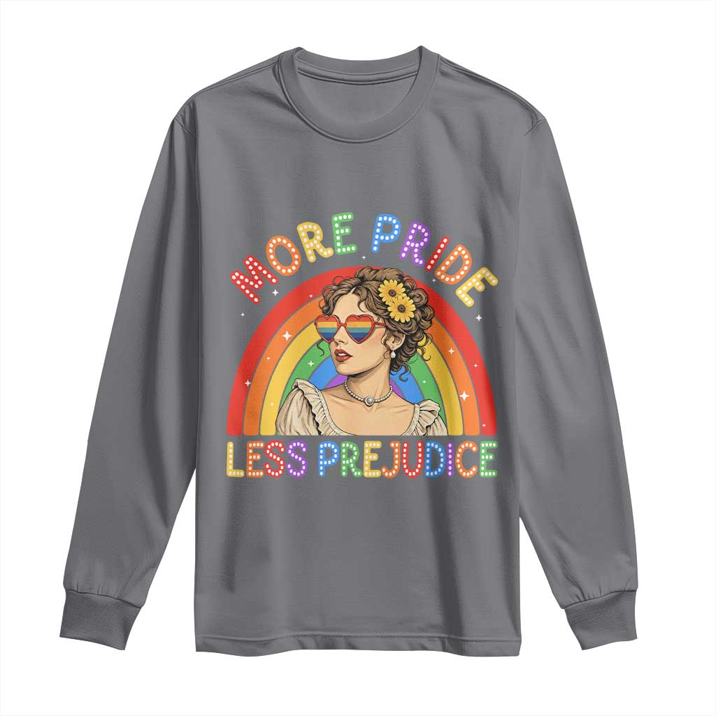 More Pride Less Prejudice Long Sleeve Shirt Pride Month LGBTQ Gay Lesbian TS14 Charcoal Print Your Wear