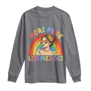 More Pride Less Prejudice Long Sleeve Shirt Pride Month LGBTQ Gay Lesbian TS14 Charcoal Print Your Wear