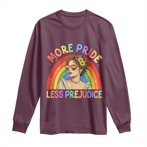More Pride Less Prejudice Long Sleeve Shirt Pride Month LGBTQ Gay Lesbian TS14 Maroon Print Your Wear