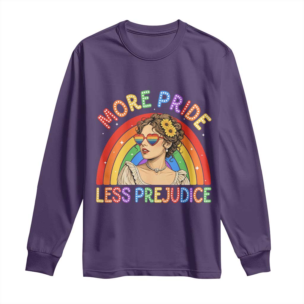 More Pride Less Prejudice Long Sleeve Shirt Pride Month LGBTQ Gay Lesbian TS14 Purple Print Your Wear