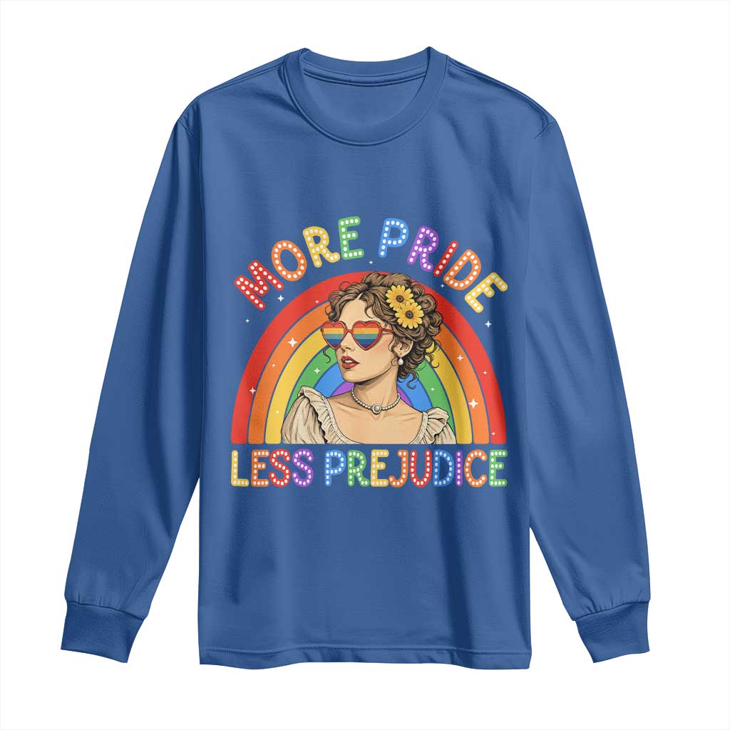 More Pride Less Prejudice Long Sleeve Shirt Pride Month LGBTQ Gay Lesbian TS14 Royal Blue Print Your Wear