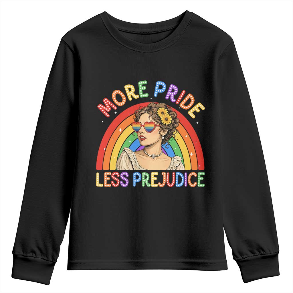 More Pride Less Prejudice Youth Sweatshirt Pride Month LGBTQ Gay Lesbian TS14 Black Print Your Wear