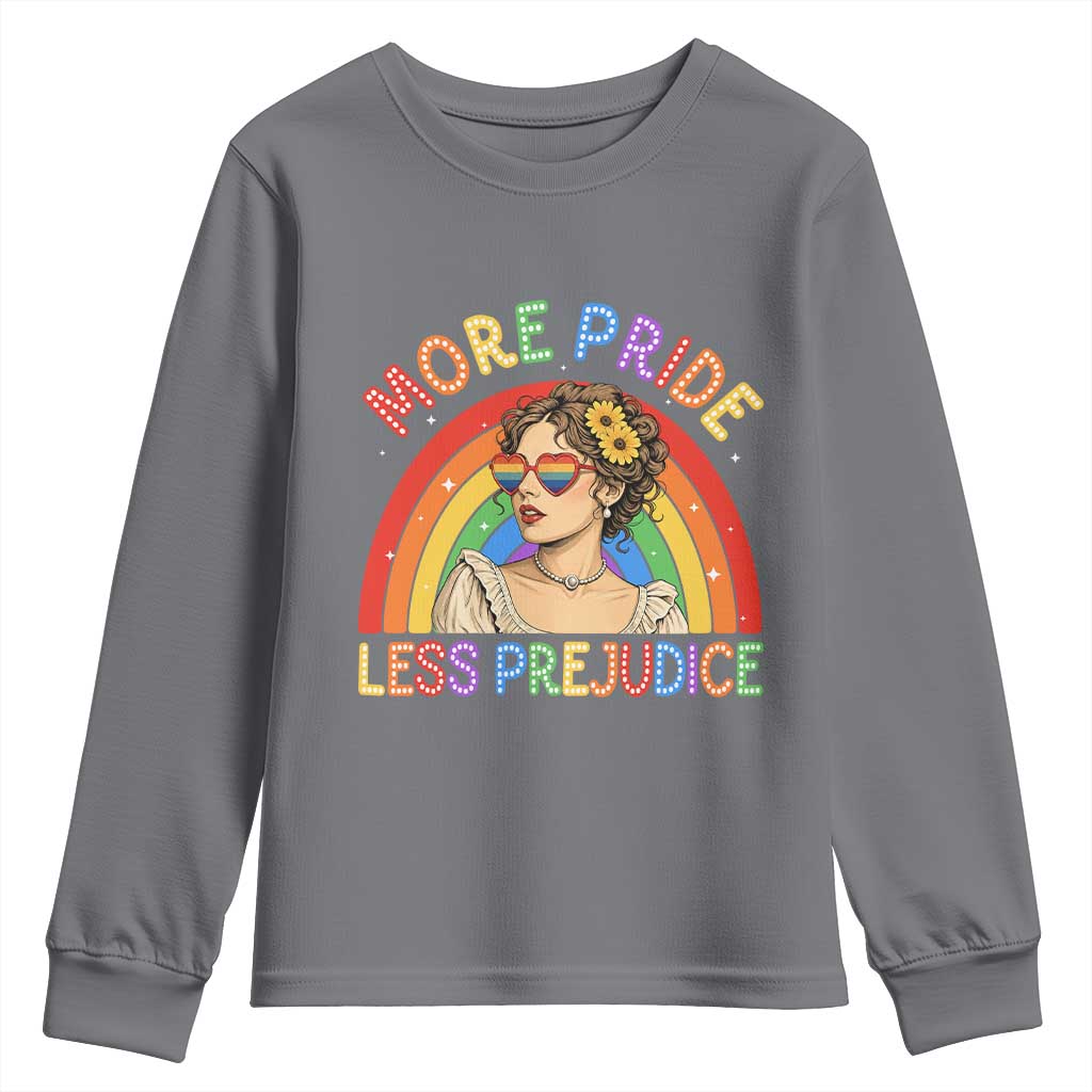 More Pride Less Prejudice Youth Sweatshirt Pride Month LGBTQ Gay Lesbian TS14 Charcoal Print Your Wear