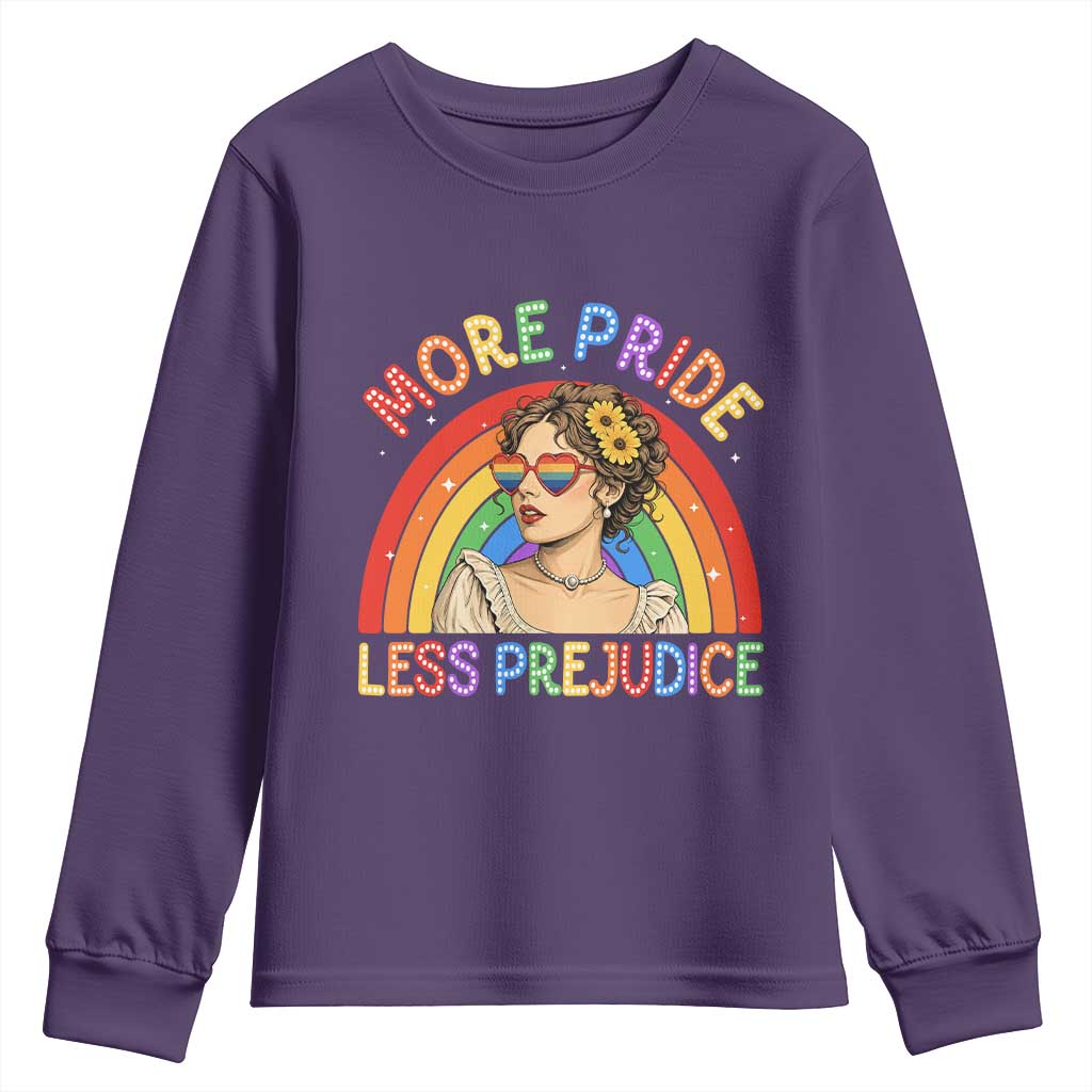 More Pride Less Prejudice Youth Sweatshirt Pride Month LGBTQ Gay Lesbian TS14 Purple Print Your Wear