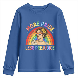More Pride Less Prejudice Youth Sweatshirt Pride Month LGBTQ Gay Lesbian TS14 Royal Blue Print Your Wear