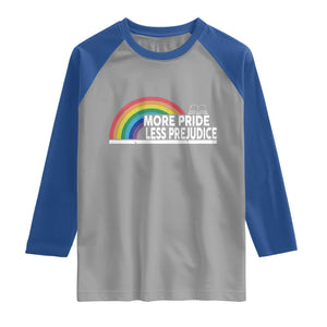 More Pride Less Prejudice Raglan Shirt Pride Month LGBTQ TS14 Sport Gray Royal Print Your Wear