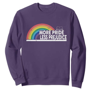 More Pride Less Prejudice Sweatshirt Pride Month LGBTQ TS14 Purple Print Your Wear