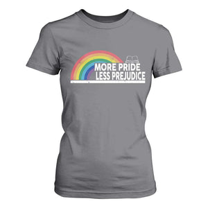 More Pride Less Prejudice T Shirt For Women Pride Month LGBTQ TS14 Charcoal Print Your Wear