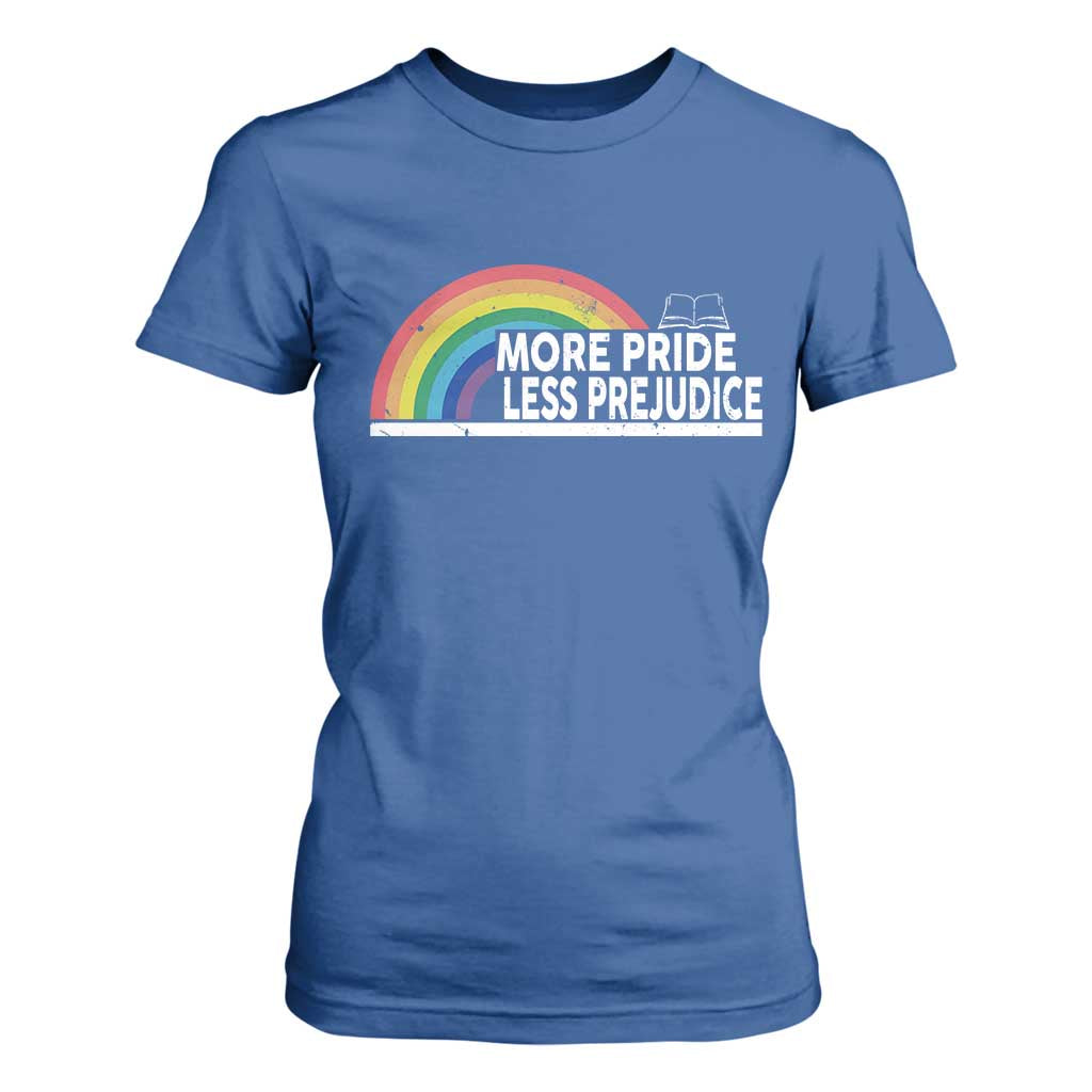 More Pride Less Prejudice T Shirt For Women Pride Month LGBTQ TS14 Royal Blue Print Your Wear