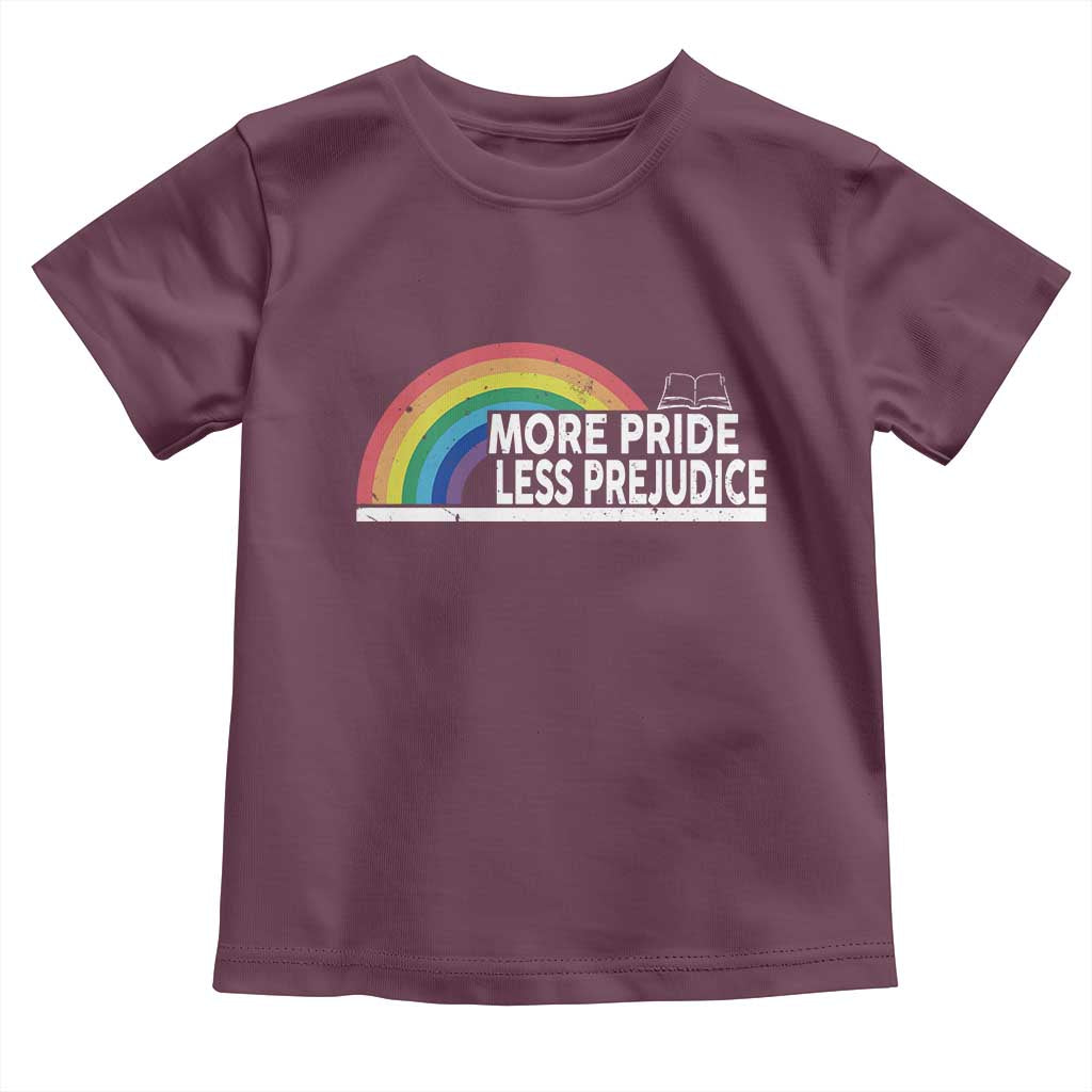 More Pride Less Prejudice Toddler T Shirt Pride Month LGBTQ TS14 Maroon Print Your Wear