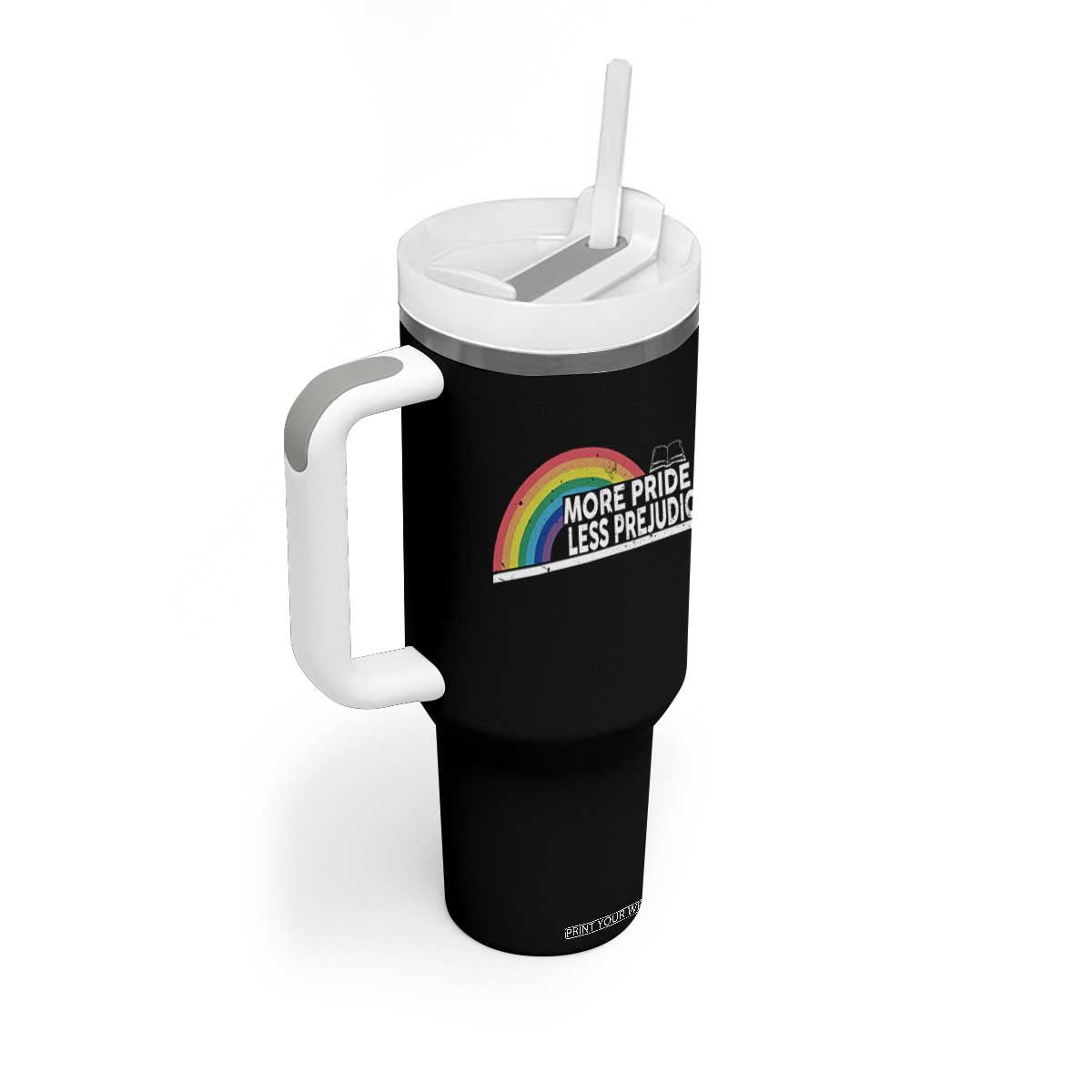 More Pride Less Prejudice Tumbler With Handle Pride Month LGBTQ TS14 Print Your Wear