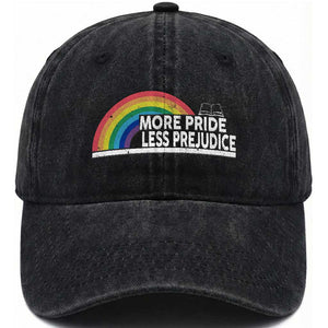 More Pride Less Prejudice Washed Cotton Baseball Cap Pride Month LGBTQ