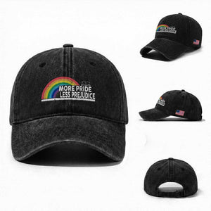More Pride Less Prejudice Washed Cotton Baseball Cap Pride Month LGBTQ