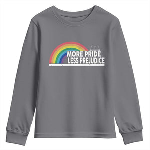 More Pride Less Prejudice Youth Sweatshirt Pride Month LGBTQ TS14 Charcoal Print Your Wear