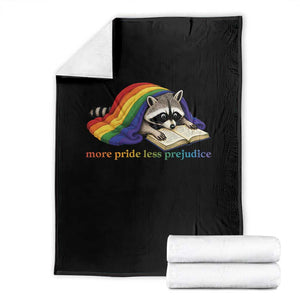 More Pride Less Prejudice Throw Blanket LGBT Raccoon Book Lover TS14 Black Print Your Wear
