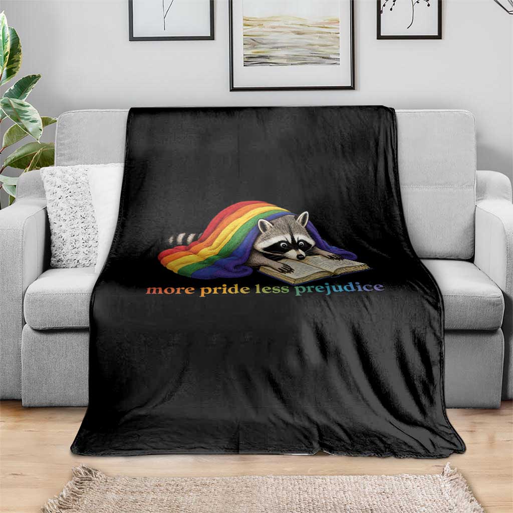 More Pride Less Prejudice Throw Blanket LGBT Raccoon Book Lover TS14 Print Your Wear