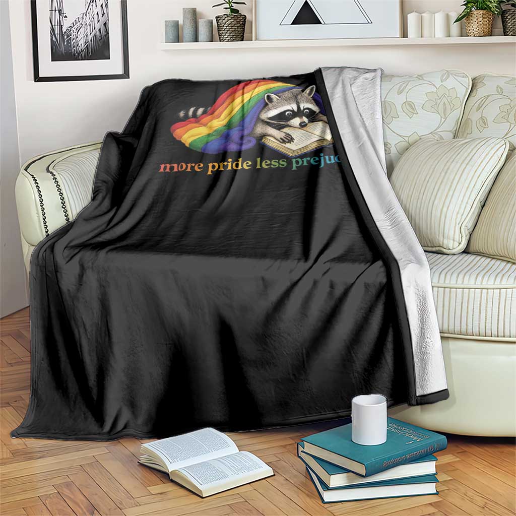 More Pride Less Prejudice Throw Blanket LGBT Raccoon Book Lover TS14 Print Your Wear