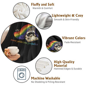 More Pride Less Prejudice Throw Blanket LGBT Raccoon Book Lover TS14 Print Your Wear