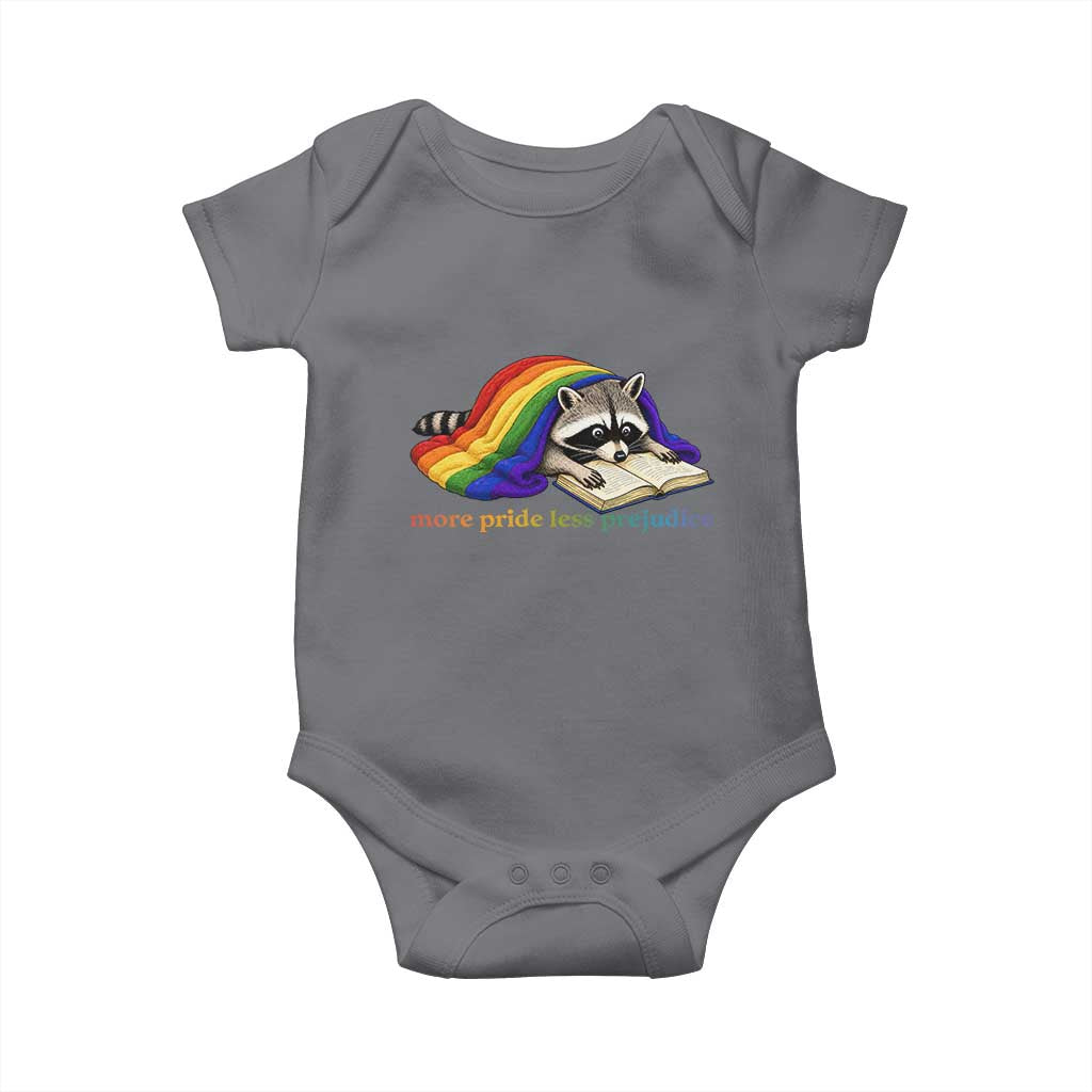 More Pride Less Prejudice Baby Onesie LGBT Raccoon Book Lover TS14 Charcoal Print Your Wear