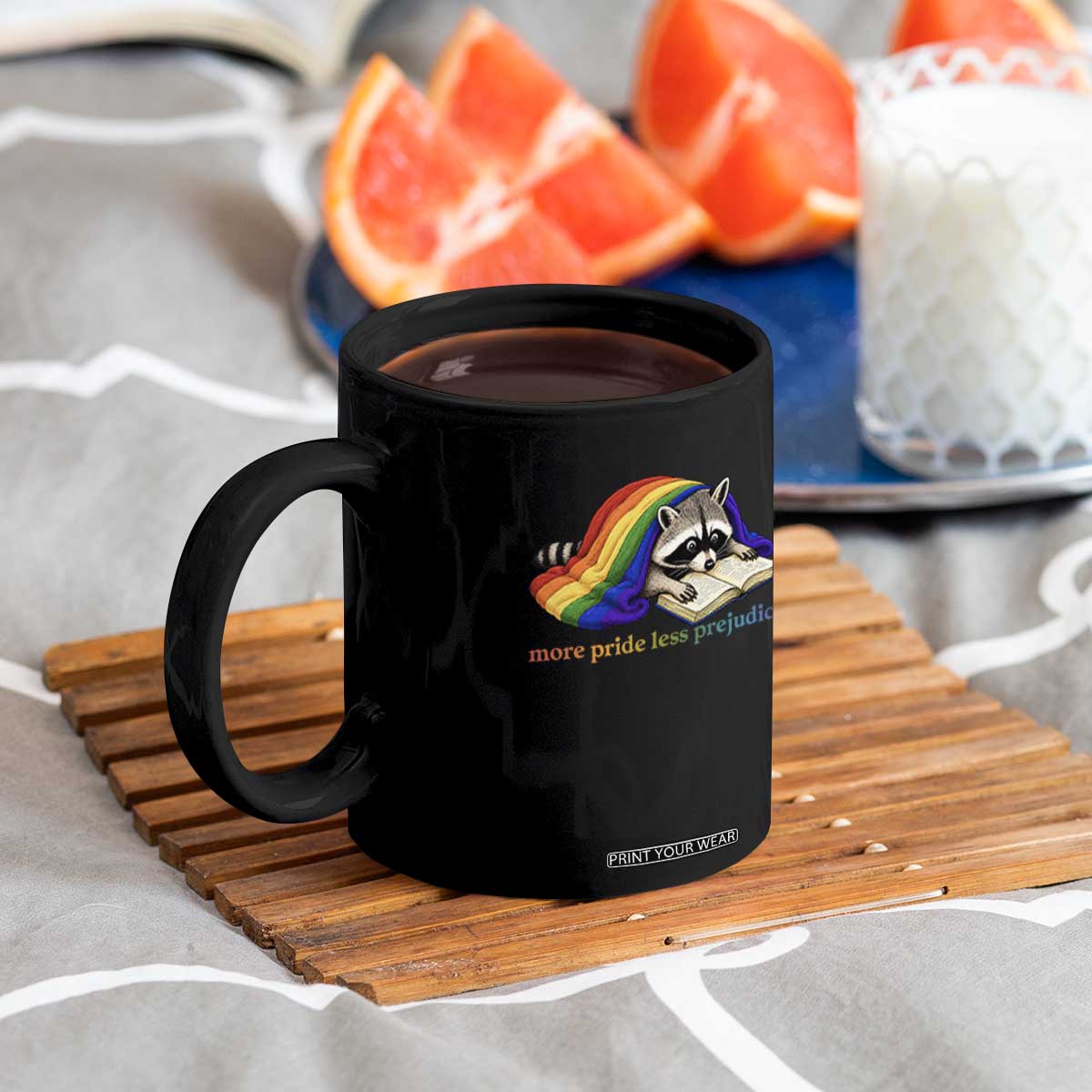 More Pride Less Prejudice Coffee Mug LGBT Raccoon Book Lover TS14 Print Your Wear