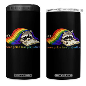 More Pride Less Prejudice 4 in 1 Can Cooler Tumbler LGBT Raccoon Book Lover TS14 One Size: 16 oz Black Print Your Wear