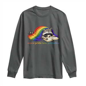 More Pride Less Prejudice Long Sleeve Shirt LGBT Raccoon Book Lover