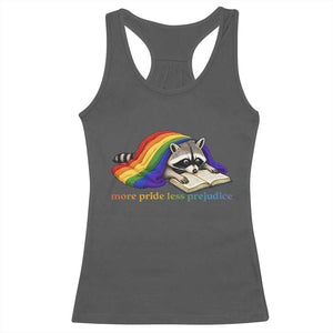 More Pride Less Prejudice Racerback Tank Top LGBT Raccoon Book Lover TS14 Dark Heather Print Your Wear