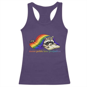More Pride Less Prejudice Racerback Tank Top LGBT Raccoon Book Lover TS14 Purple Print Your Wear