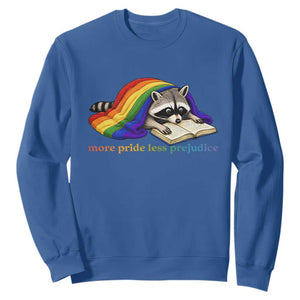 More Pride Less Prejudice Sweatshirt LGBT Raccoon Book Lover TS14 Royal Blue Print Your Wear