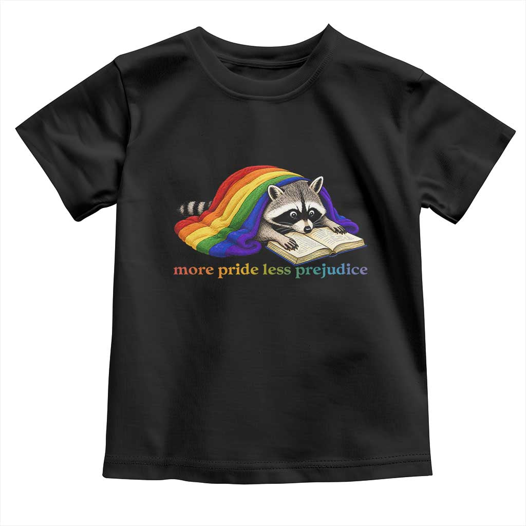 More Pride Less Prejudice Toddler T Shirt LGBT Raccoon Book Lover TS14 Black Print Your Wear