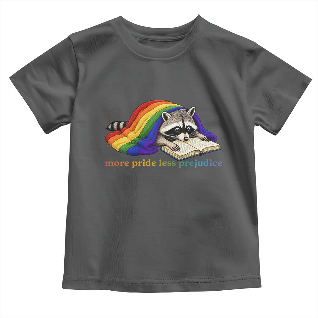 More Pride Less Prejudice Toddler T Shirt LGBT Raccoon Book Lover TS14 Dark Heather Print Your Wear