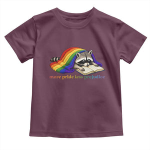 More Pride Less Prejudice Toddler T Shirt LGBT Raccoon Book Lover TS14 Maroon Print Your Wear