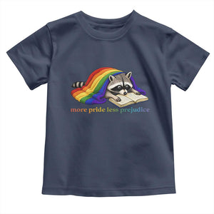 More Pride Less Prejudice Toddler T Shirt LGBT Raccoon Book Lover TS14 Navy Print Your Wear