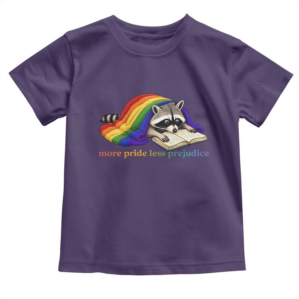 More Pride Less Prejudice Toddler T Shirt LGBT Raccoon Book Lover TS14 Purple Print Your Wear