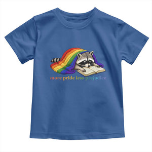 More Pride Less Prejudice Toddler T Shirt LGBT Raccoon Book Lover TS14 Royal Blue Print Your Wear
