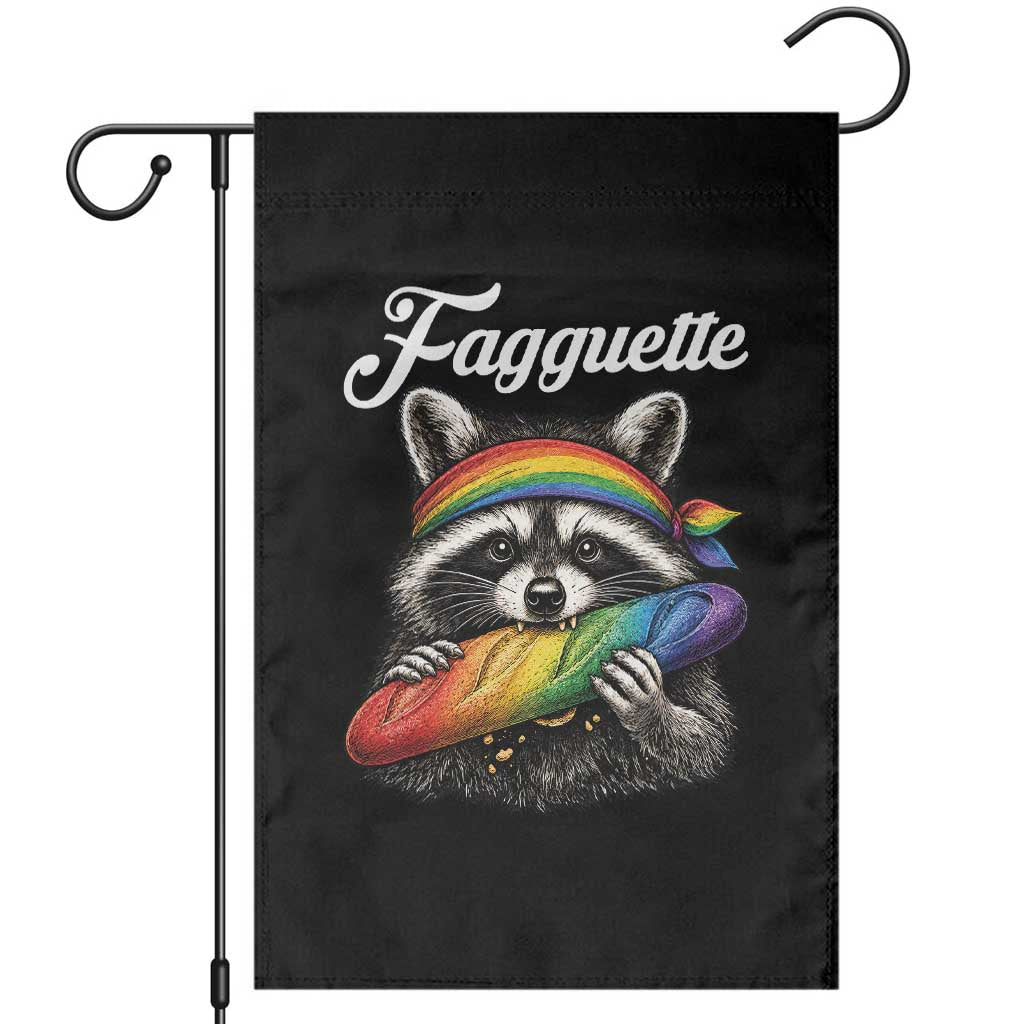 Faguette LGBTQ Garden Flag Funny Pride Raccoon Rainbow TS14 Black Print Your Wear