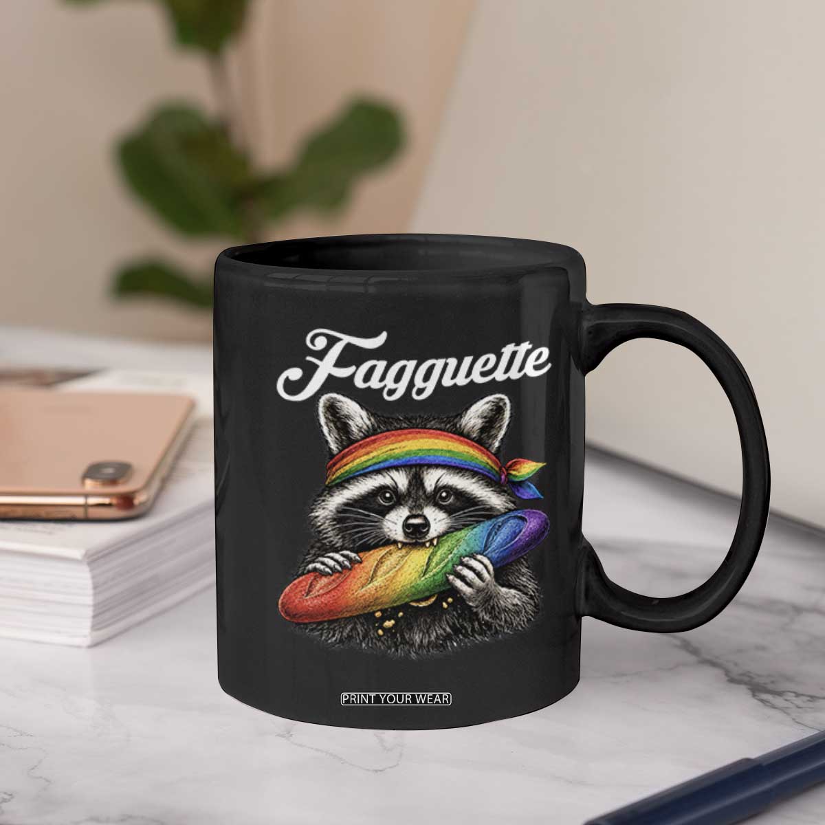 Faguette LGBTQ Coffee Mug Funny Pride Raccoon Rainbow TS14 Print Your Wear