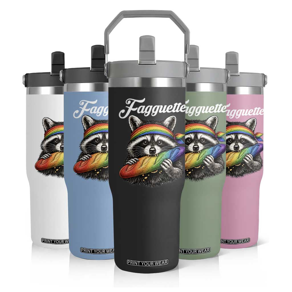 Faguette LGBTQ Flip Straw Tumbler Funny Pride Raccoon Rainbow TS14 Print Your Wear