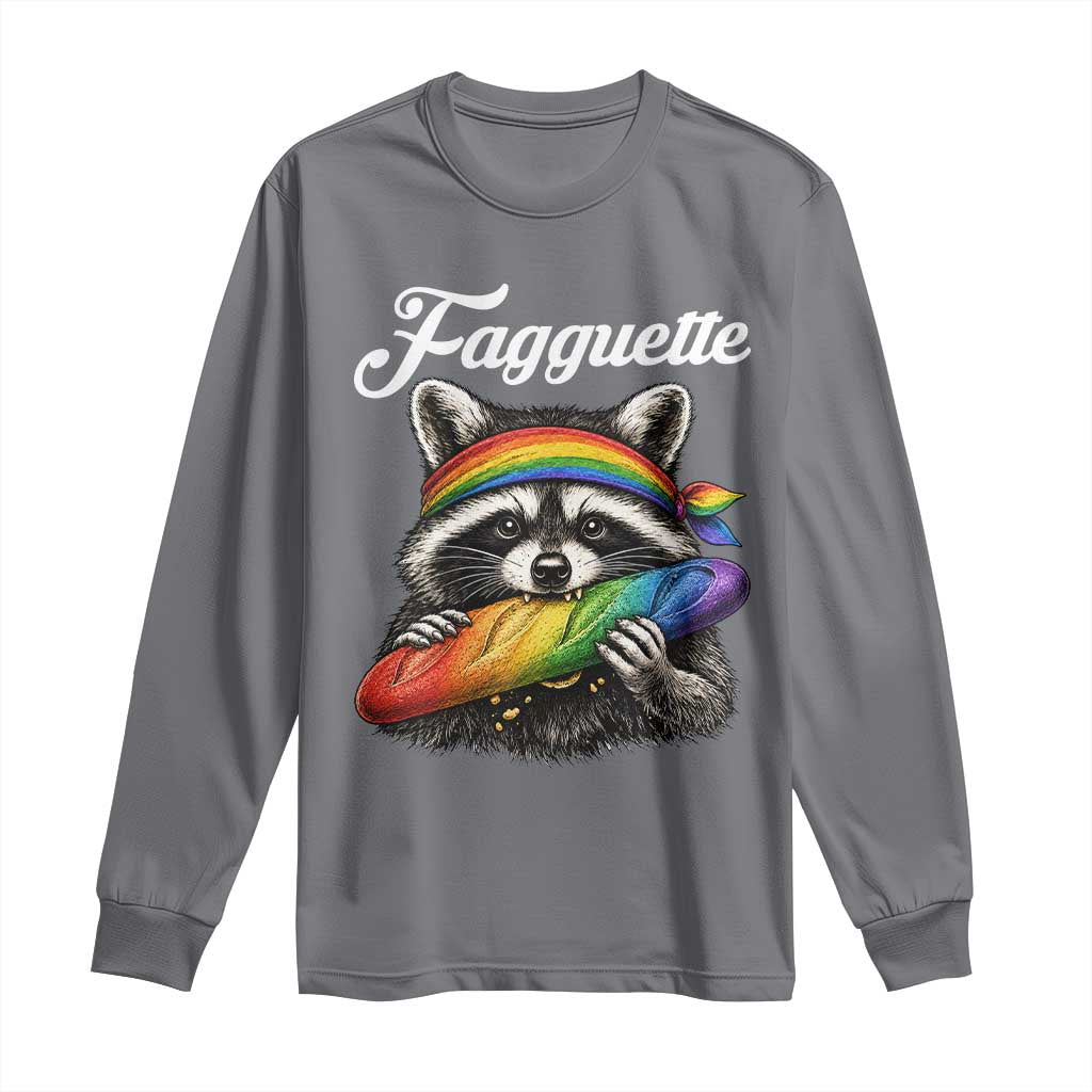 Faguette LGBTQ Long Sleeve Shirt Funny Pride Raccoon Rainbow TS14 Charcoal Print Your Wear