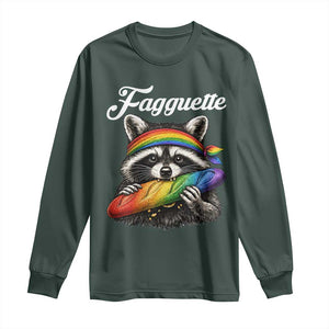 Faguette LGBTQ Long Sleeve Shirt Funny Pride Raccoon Rainbow TS14 Dark Forest Green Print Your Wear