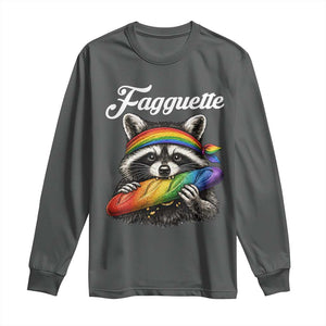 Faguette LGBTQ Long Sleeve Shirt Funny Pride Raccoon Rainbow TS14 Dark Heather Print Your Wear