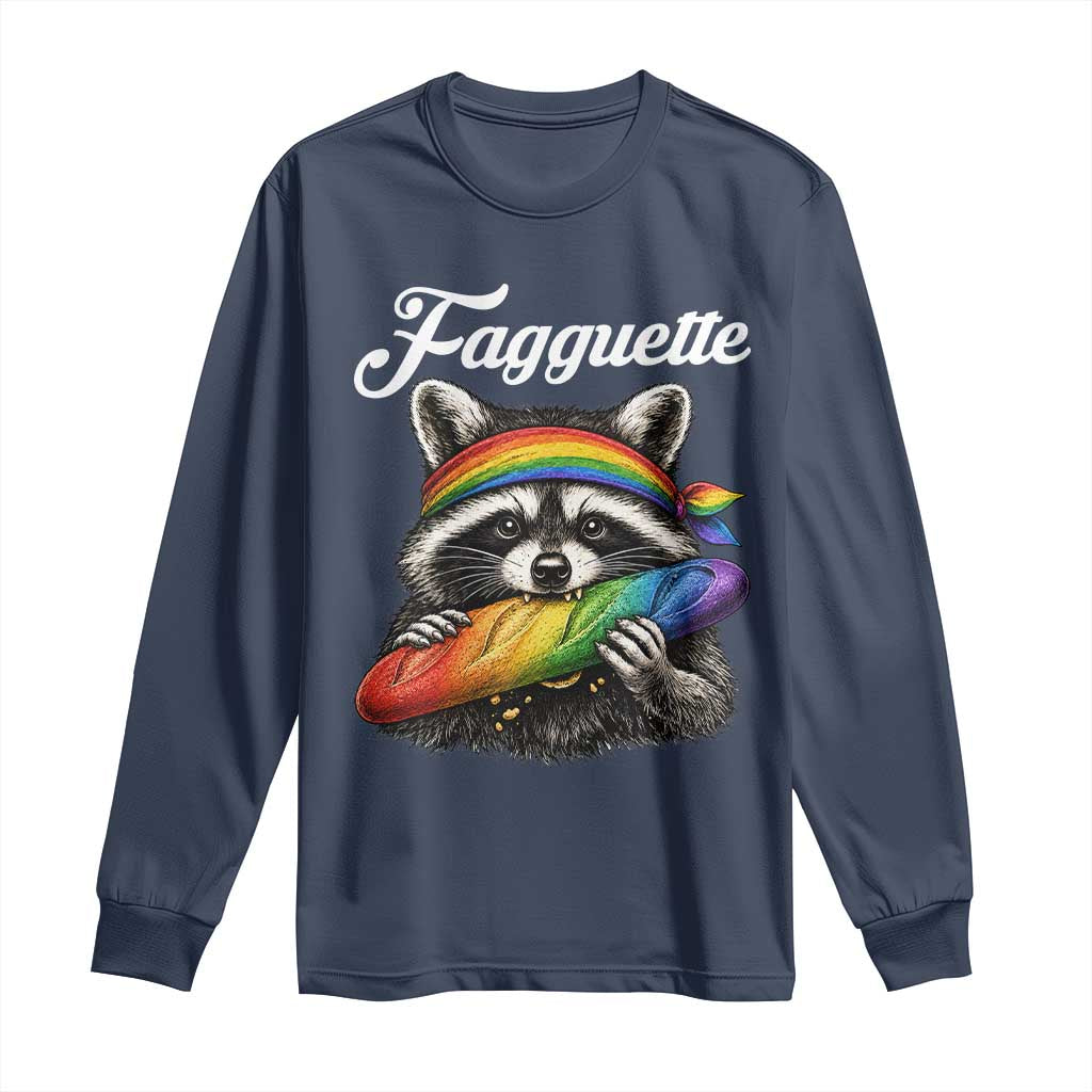 Faguette LGBTQ Long Sleeve Shirt Funny Pride Raccoon Rainbow TS14 Navy Print Your Wear