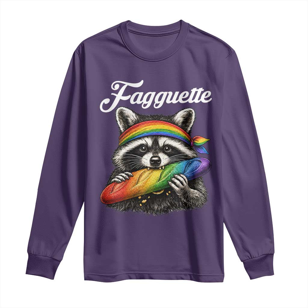Faguette LGBTQ Long Sleeve Shirt Funny Pride Raccoon Rainbow TS14 Purple Print Your Wear