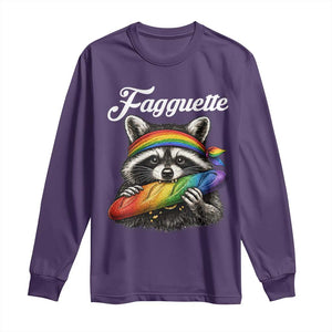 Faguette LGBTQ Long Sleeve Shirt Funny Pride Raccoon Rainbow TS14 Purple Print Your Wear