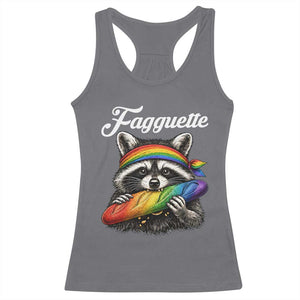 Faguette LGBTQ Racerback Tank Top Funny Pride Raccoon Rainbow TS14 Charcoal Print Your Wear