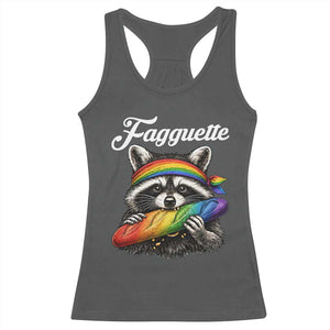 Faguette LGBTQ Racerback Tank Top Funny Pride Raccoon Rainbow TS14 Dark Heather Print Your Wear